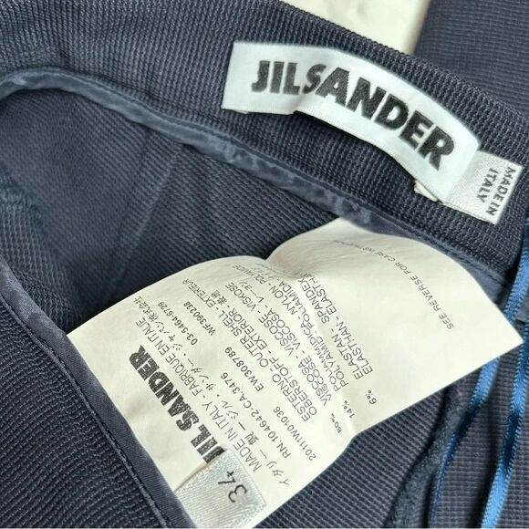 JIL SANDER Made in a Italy Viscose Blend Navy Blue skinny  trouser pants 34 / 4 - Picture 2 of 9